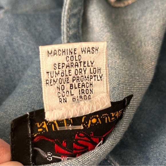 Vintage 90s TRULY YOURS Denim Pearl Button Up MIDI Dress Pockets White Rosettes - Picture 12 of 15